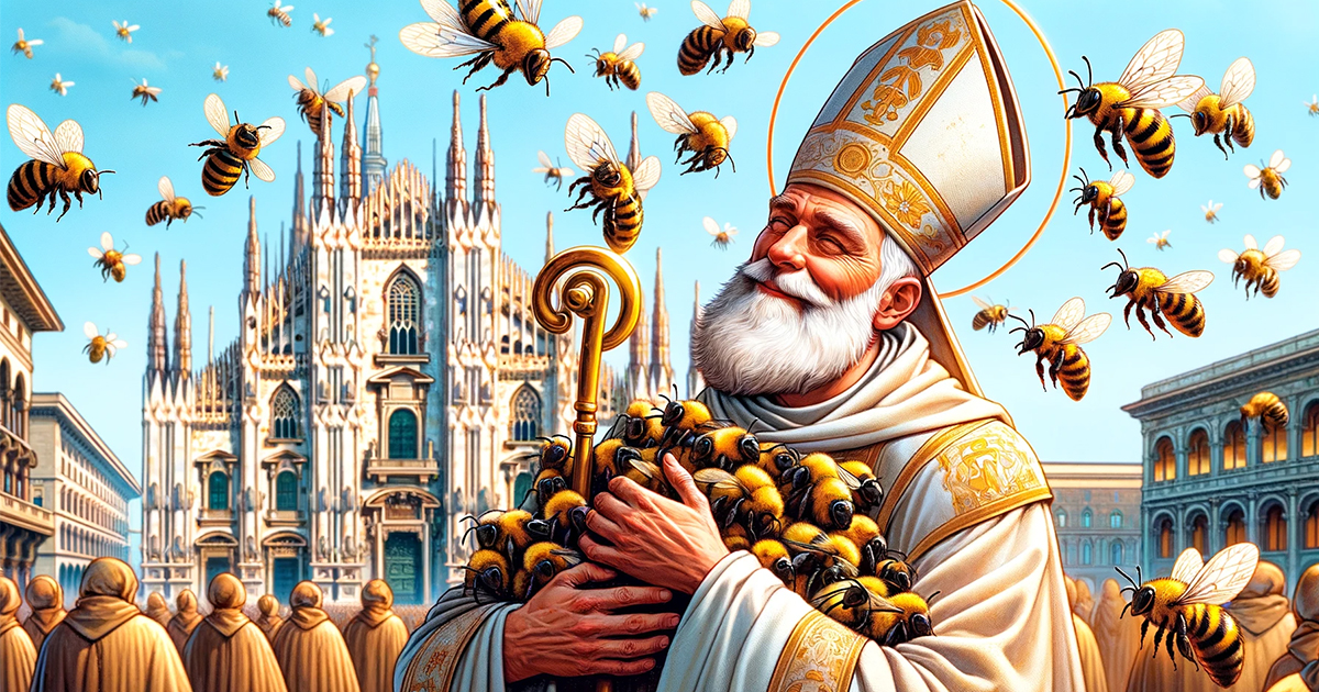 La figura di Sant'Ambrogio - il protettore delle api e dei milanesi - tra storia, leggenda e legami con la cultura meneghina.